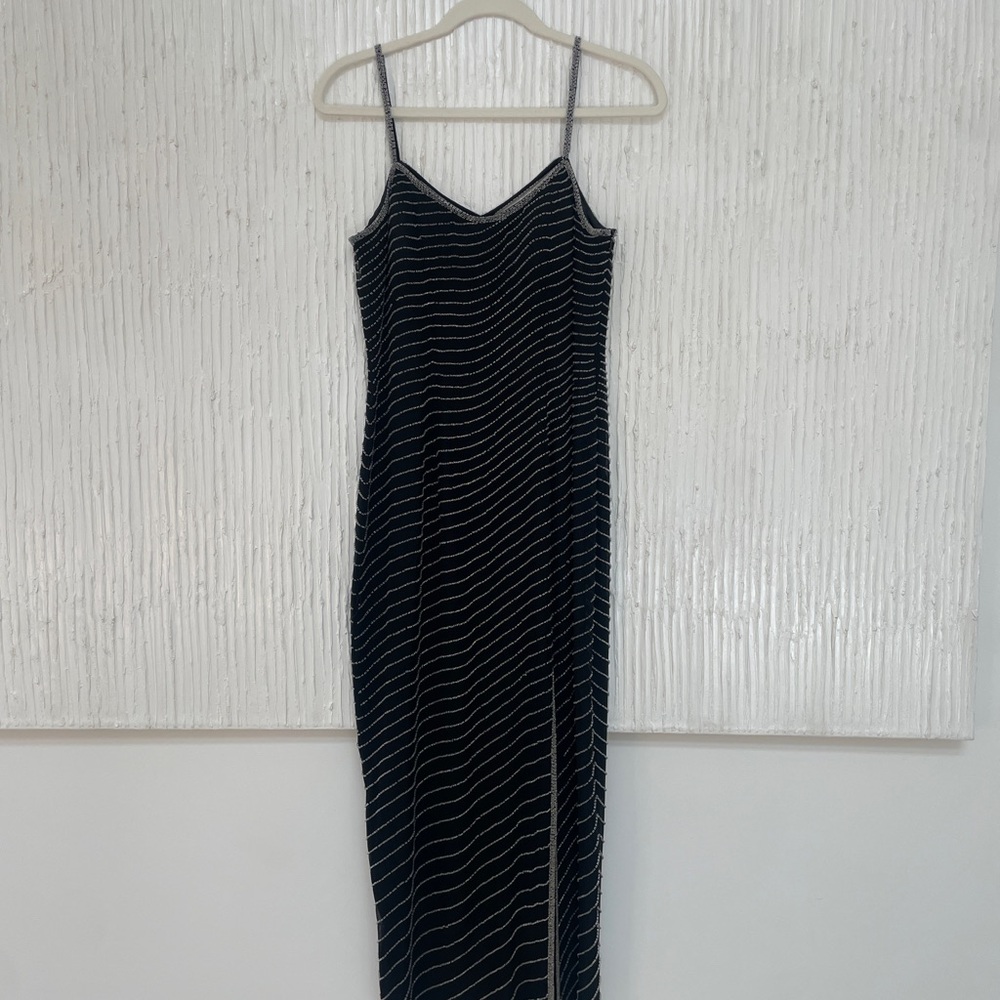 Elegant Black and White Striped Dress